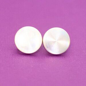 Vintage White Minimalist Circular Sterling Silver Screwback Earrings - V25